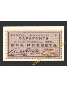 CAPAFONTS, (Tarragona), 1 pesseta, 1937