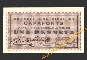 CAPAFONTS, (Tarragona), 1 pesseta, 1937