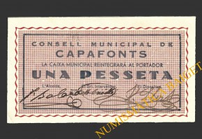 CAPAFONTS, (Tarragona), 1 pesseta, 1937