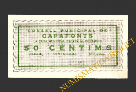 CAPAFONTS, (Tarragona), 50 centims, 1937