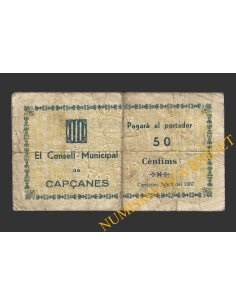 CAPÇANES, (Tarragona), 50 centims, agost del 1937