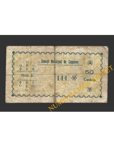 CAPÇANES, (Tarragona), 50 centims, agost del 1937