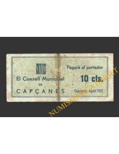 CAPÇANES, (Tarragona), 10 centims, agost del 1937 2