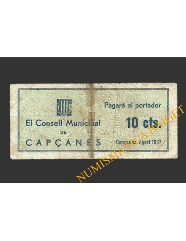 CAPÇANES, (Tarragona), 10 centims, agost del 1937