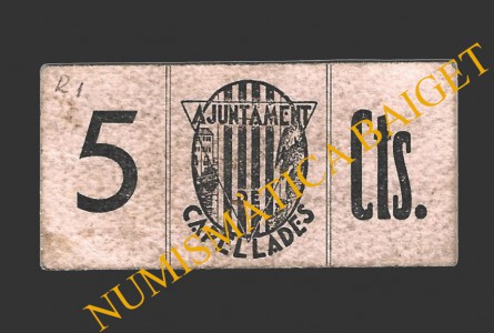 CAPELLADES, (Barcelona), 5 centims, 27 de setembre del 1937
