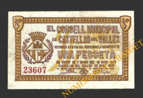 CASTELLAR DEL VALLES, (Barcelona), 1 pesseta, 23 de març del 1937