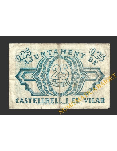 CASTELLBELL I EL VILAR, (Barcelona), 25 centims, 22 de maig del 1937