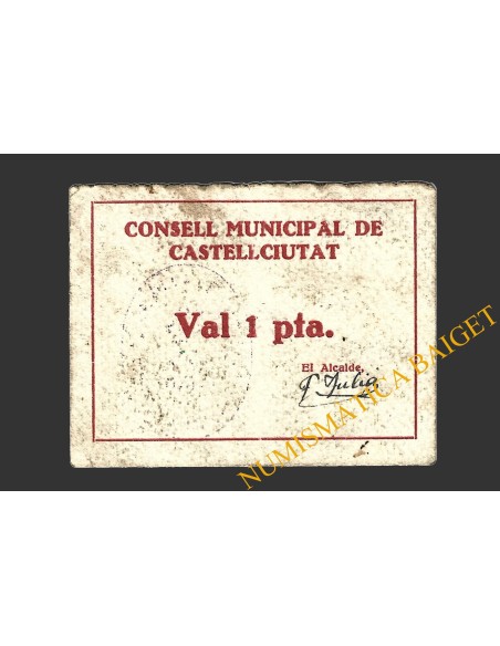 CASTELLCIUTAT, (Lleida), 1 pesseta, 1937