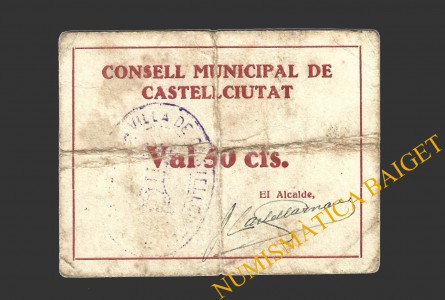 CASTELLCIUTAT, (Lleida), 50 centims, 1937