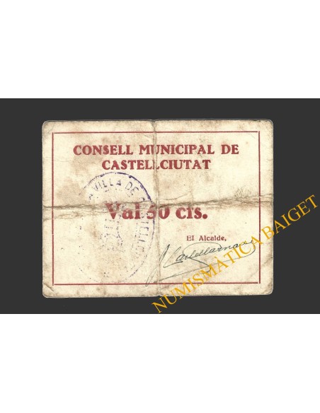 CASTELLCIUTAT, (Lleida), 50 centims, 1937