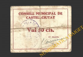 CASTELLCIUTAT, (Lleida), 50 centims, 1937