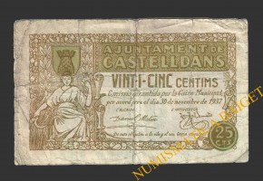 CASTELLDANS, (Lleida), 25 centims, 30 de novembre del 1937