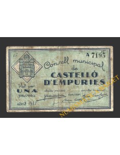 CASTELLO D'EMPURIES, (Girona), 1 pesseta, abril del 1937