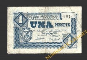 CASTELLSARROCA, (Barcelona)),1 pesseta, 5 de juny del 1937