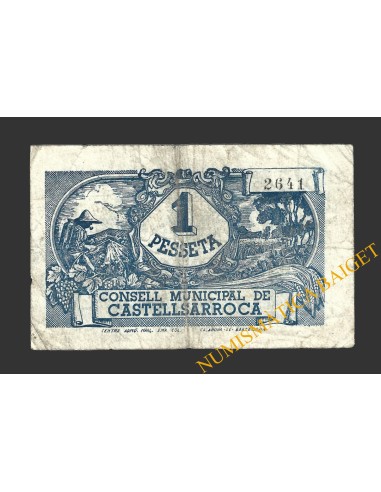 CASTELLSARROCA, (Barcelona)),1 pesseta, 5 de juny del 1937