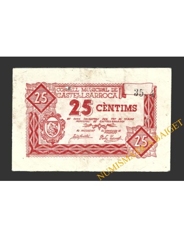 CASTELLSARROCA, (Barcelona), 25 centims, 5 de juny del 1937