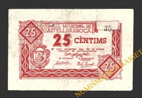 CASTELLSARROCA, (Barcelona), 25 centims, 5 de juny del 1937