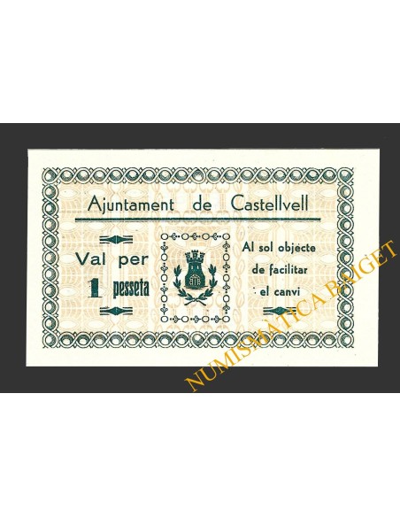 CASTELLVELLL, (Tarragona), 1 pesseta, novembre del 1937