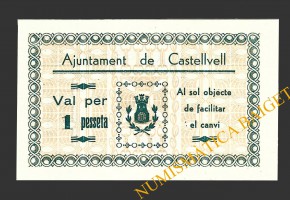 CASTELLVELLL, (Tarragona), 1 pesseta, novembre del 1937