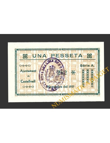 CASTELLVELLL, (Tarragona), 1 pesseta, novembre del 1937