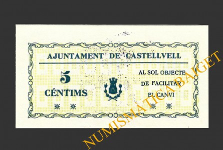 CASTELLVELLL, (Tarragona), 5 centims, novembre del 1937