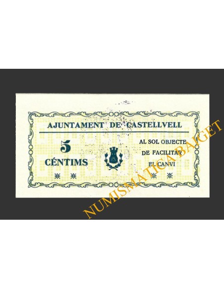 CASTELLVELLL, (Tarragona), 5 centims, novembre del 1937