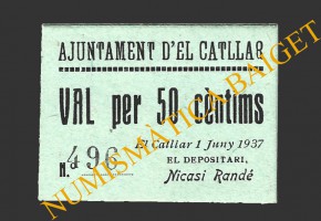 CATLLAR, EL, (Tarragona), 50 centims, 1 de juny del 1937