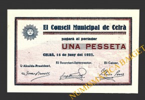 CELRA (Girona), 1 pesseta, 14 de juny del 1937