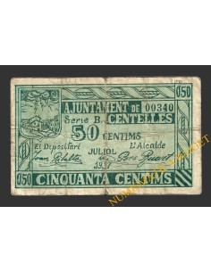 CENTELLES (Barcelona), 50 centims, juliol del 1937