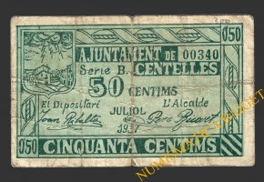 CENTELLES (Barcelona), 50 centims, juliol del 1937
