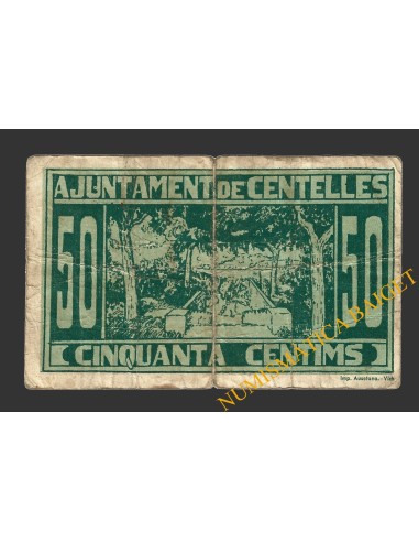 CENTELLES (Barcelona), 50 centims, juliol del 1937