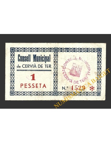 CERVIA DE TER (Girona), 1 pesseta, 20 de maig del 1937