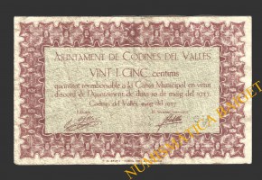 CODINES DEL VALLES (Barcelona), 25 centims, 10 de maig del 1937