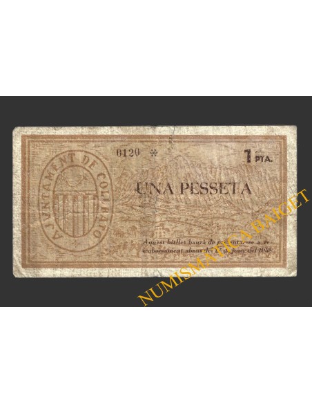 COLLBATO (Barcelona), 1 pesseta, maig del 1937