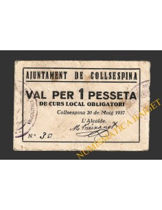 COLLSUSPINA (Barcelona), 1 pesseta, 20 de maig del 1937