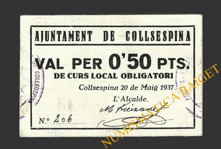 COLLSUSPINA (Barcelona), 0'50 pessetes, 20 de maig del 1937