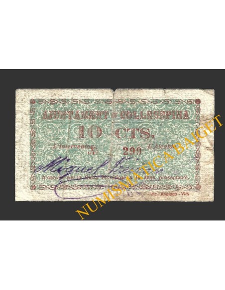 COLLSUSPINA (Barcelona), 10 centims, 1937