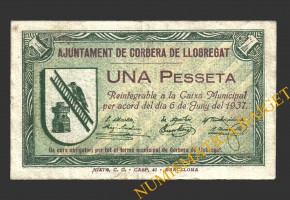 CORBERA DE LLOBREGAT (BARCELONA),1 pesseta, 6 de juny del 1937