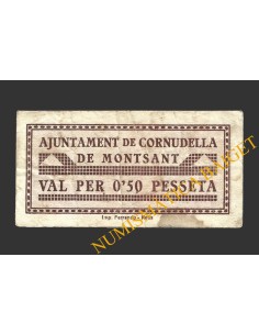 CORNUDELLA DE MONTSANT (Tarragona), 0'50 pessetes, 1937