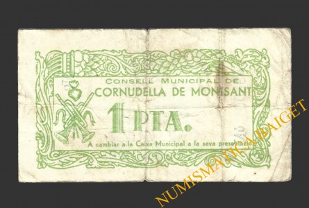 CORNUDELLA DE MONTSANT (Tarragona), 1 pesseta, 24 de desembre del 1937 
