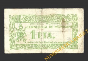 CORNUDELLA DE MONTSANT (Tarragona), 1 pesseta, 24 de desembre del 1937 