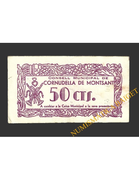 CORNUDELLA DE MONTSANT (Tarragona), 50 centims, 24 de desembre del 1937 