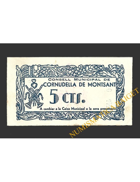 CORNUDELLA DE MONTSANT (Tarragona), 5 centims, 24 de desembre del 1937 