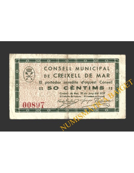 CREIXELL DE MAR (Tarragona), 50 centims, 10 de juny del 1937 
