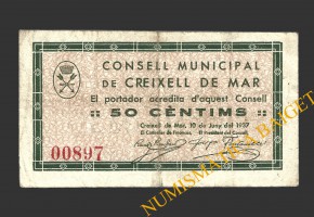 CREIXELL DE MAR (Tarragona), 50 centims, 10 de juny del 1937 