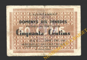 DOMENYS DEL PENEDES (Tarragona), 50 centims, maig del 1937 