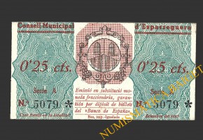 ESPARRAGUERA (Barcelona), 0'25 centims, setembre del 1937 
