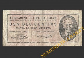 ESPLUGA CALVA (Lleida), 10 centims, 1 d'octubre del 1937 