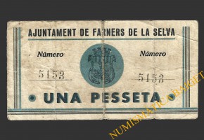 FARNERS DE LA SELVA (Girona), 1 pesseta, 13 de maig del 1937 