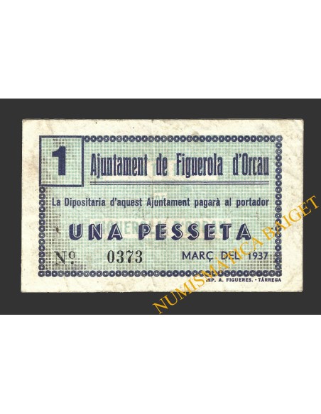 FIGUEROLA D'ORCAU (Lleida), 1 pesseta, març del 1937